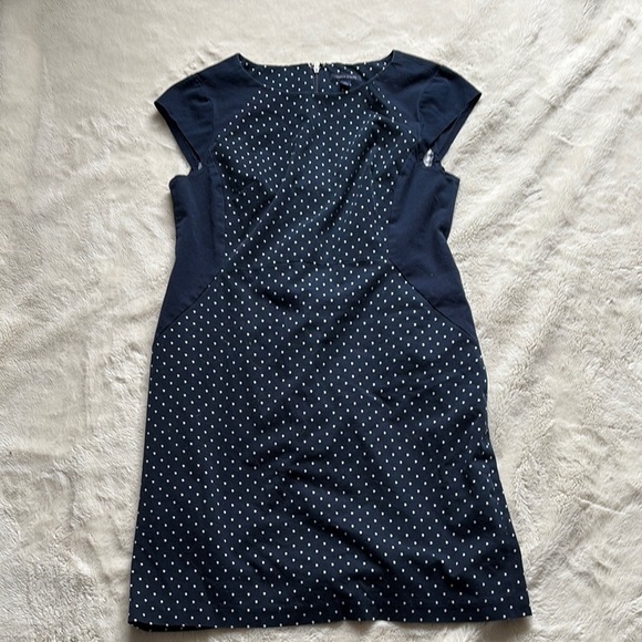 Tommy Hilfiger Navy Blue Polka Dot Sheath Dress Size 12 - Picture 2 of 9
